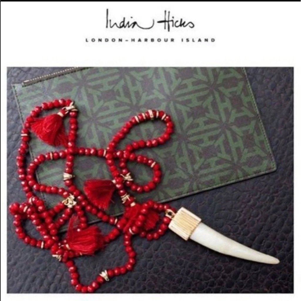 $238 India Hicks Free Spirit Pendant Necklace Red